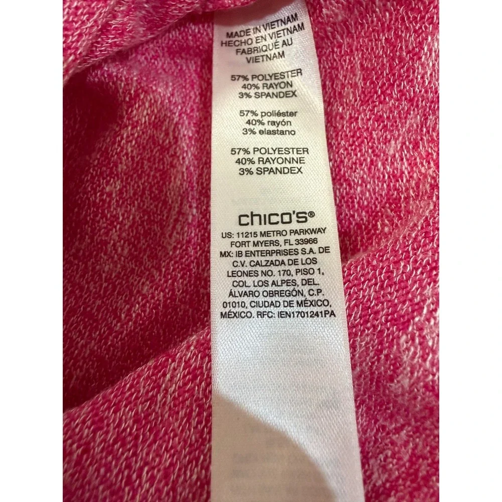 Chicos Pink Space Dye Cowl Neck Zipper Shoulder Pullover Top Size 0 XS S